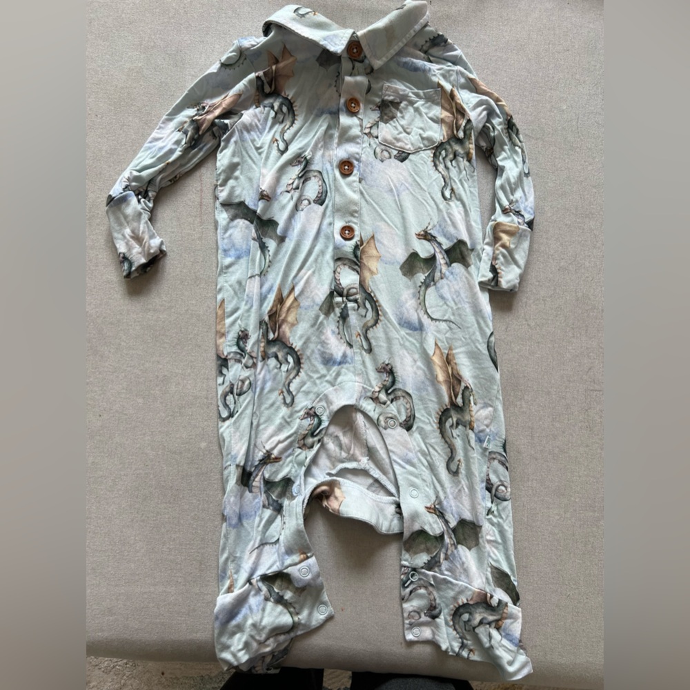 Posh Peanut Dragons 2T snap long romper
